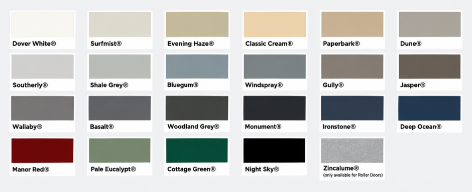 GARAGE ROLLER DOOR COLOURS